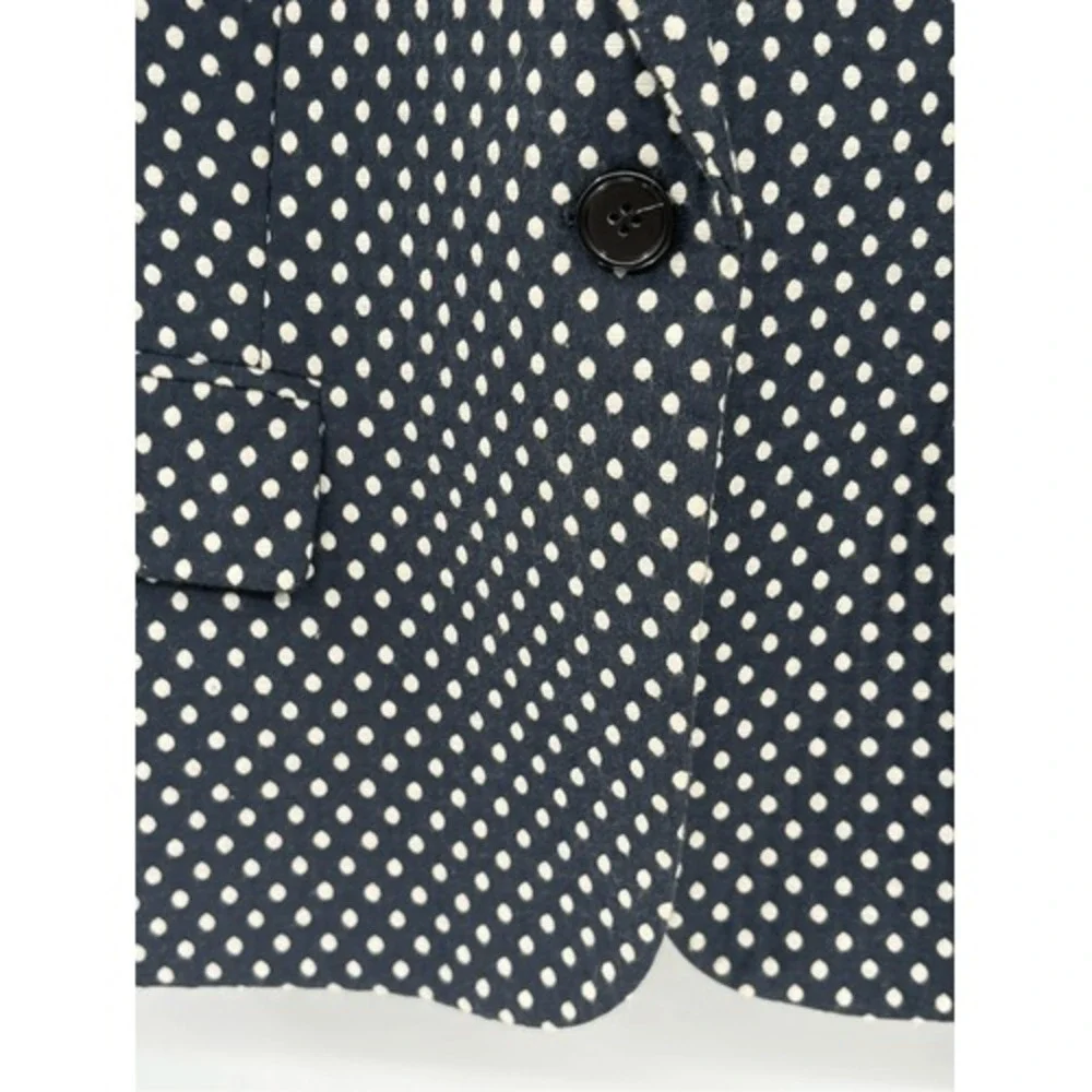 Ann Taylor Blazer Suit Jacket Polka Dot Women Size 6 Navy Blue‎ White